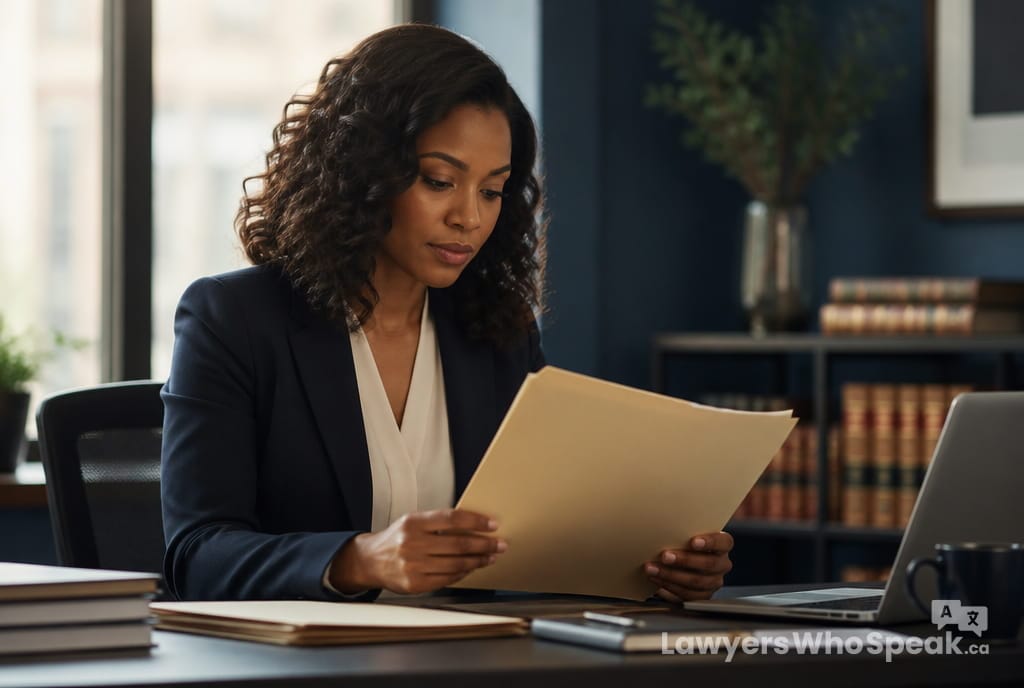 New lawyer reviewing a transferred case file, getting up to speed after a client decided to switch lawyers mid-case