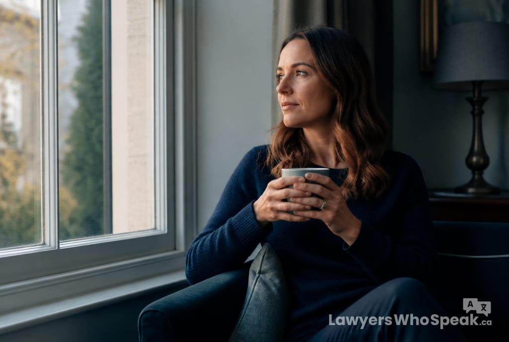 Person taking a calm break with tea, a reminder to care for wellbeing while preparing for a legal case
