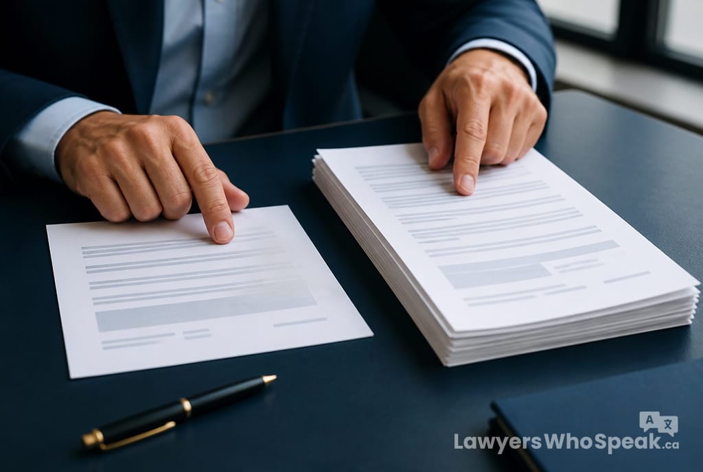 Wrongful Dismissal in Ontario: Know Your Rights (2026 Guide) 1 Comparing two entitlement documents, illustrating ESA minimums versus common law notice in a wrongful dismissal Ontario claim