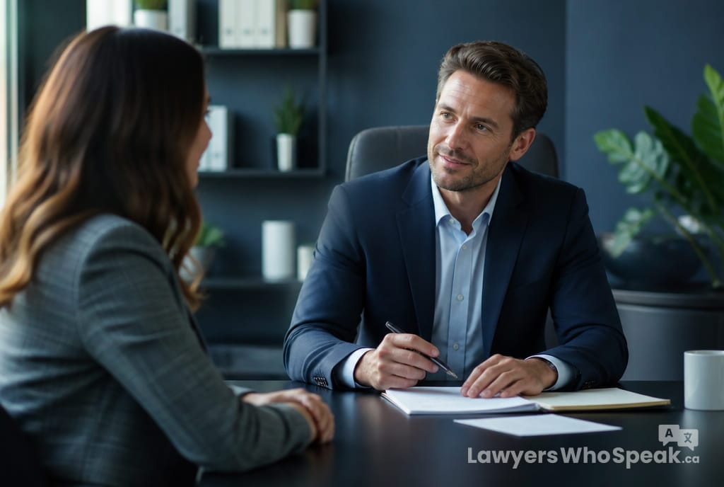 How Much Does a Lawyer Cost in Ontario? 2026 Rates Guide 3 Client and lawyer having an efficient conversation, a tip for managing lawyer costs in Ontario