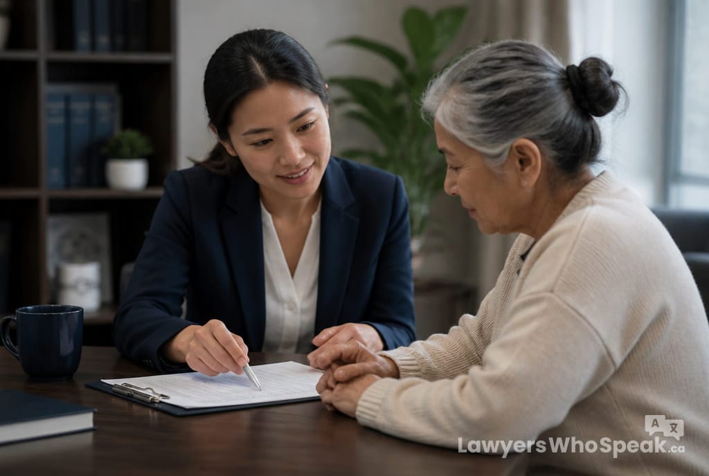 Community legal clinic worker helping a client complete an application, a Legal Aid Ontario resource