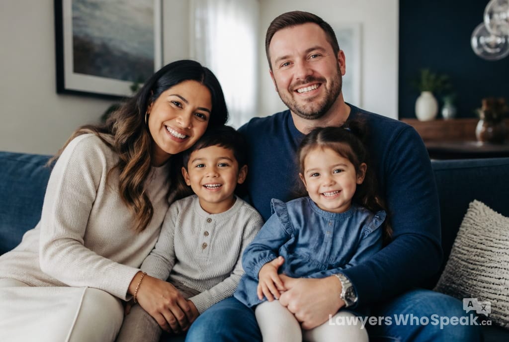 Parents with their young children at home, illustrating why naming a guardian matters when making a will in Ontario
