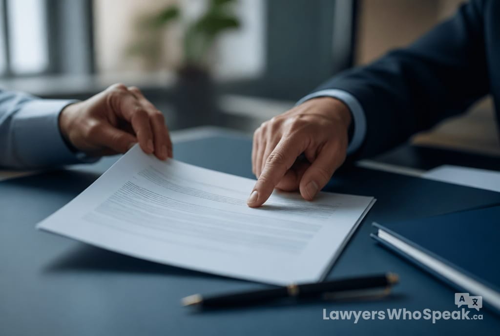 Hands reviewing a contingency fee retainer agreement for a personal injury Ontario claim