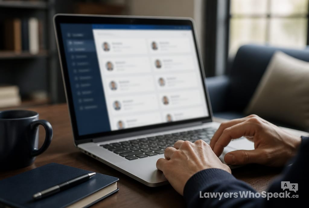 Browsing a lawyer directory online, the final step in how to get legal advice in Ontario
