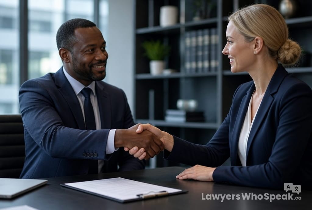 Starting a Business in Ontario: A Legal Guide for New Entrepreneurs (2026) 1 Two business partners shaking hands over a shareholder agreement when starting a business in Ontario