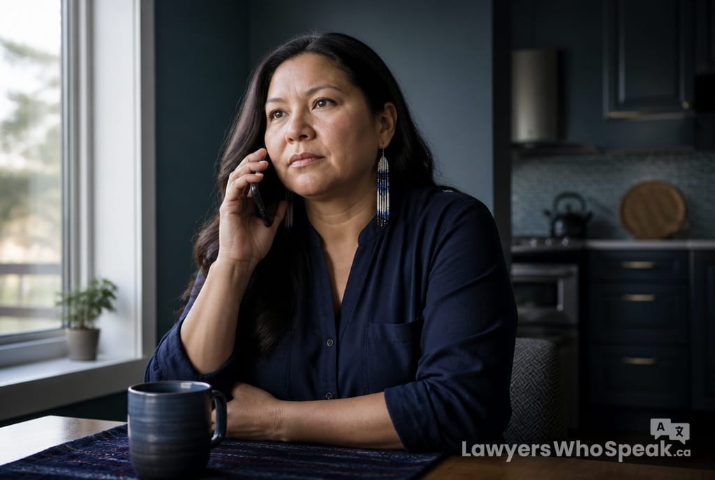 Person calmly calling a lawyer after being charged with impaired driving Ontario