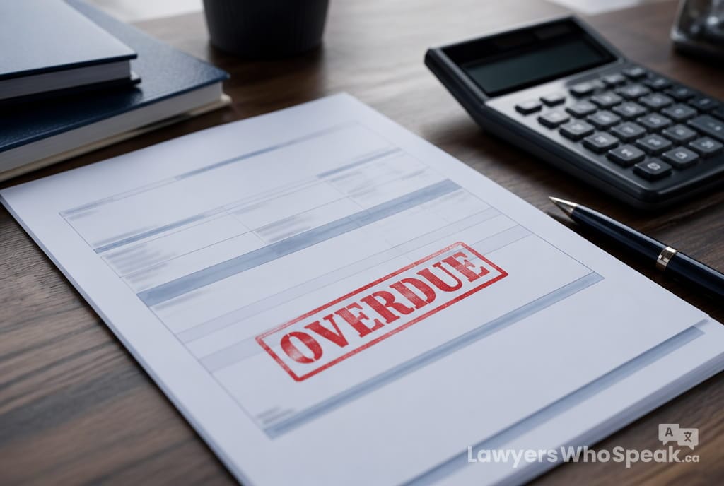 Overdue invoice on a desk, representing a small claims court Ontario dispute over unpaid money