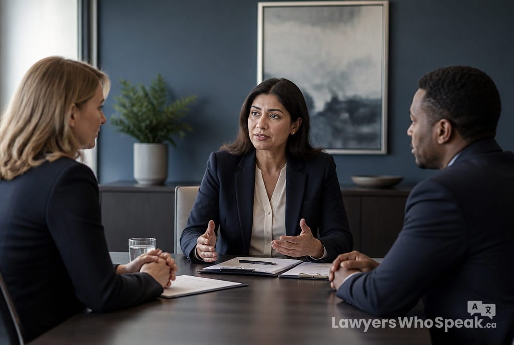 Spousal Support in Ontario: How It Works and What You May Be Owed (2026 Guide) 1 Former spouses in a calm mediation meeting discussing spousal support Ontario entitlement