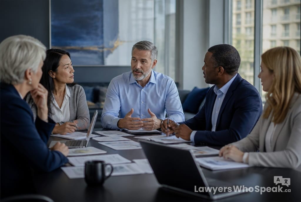 Condo board members in a meeting, illustrating governance under condominium law Ontario