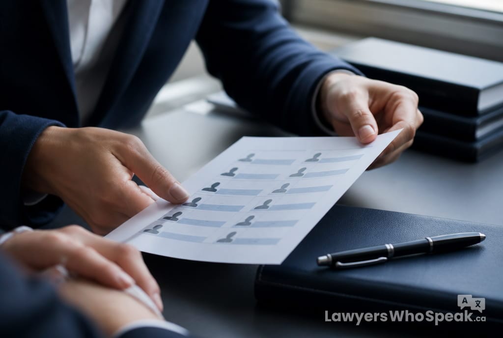 Hands reviewing a client contact list, illustrating a non-solicitation clause in an employment contract Ontario