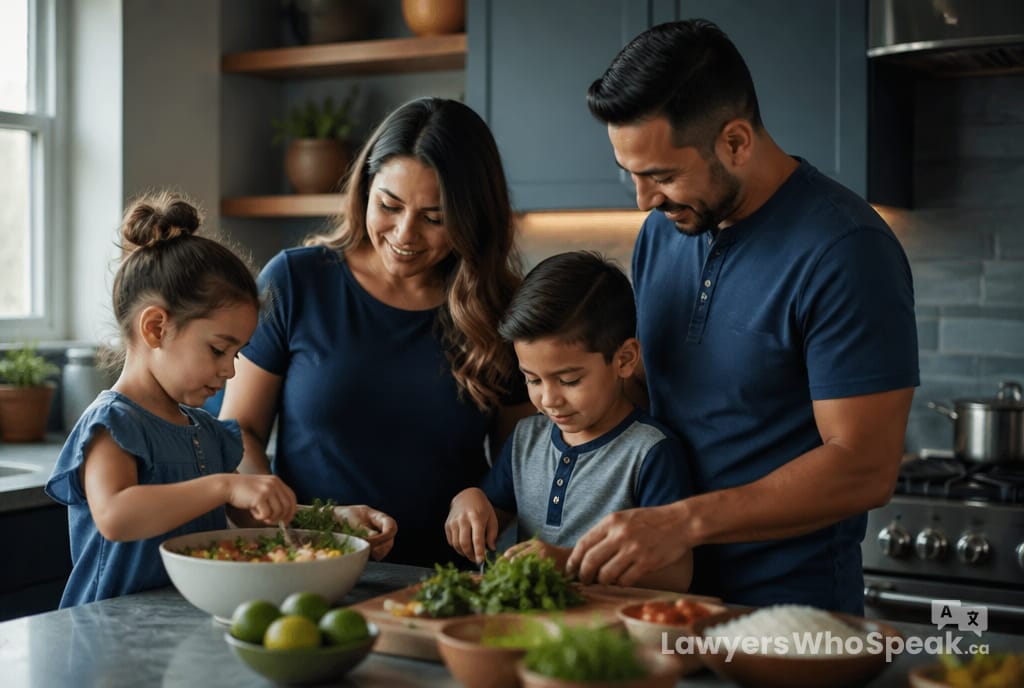 Family at home together, representing established ties to Canada in a humanitarian and compassionate application under immigration appeals inadmissibility Canada