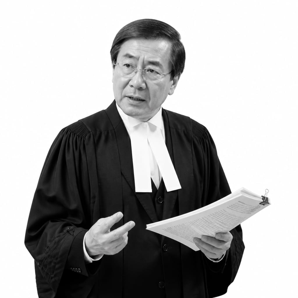 Mandarin-speaking lawyer in his 60s holding documents in a courtroom, representing experienced legal representation on Lawyers Who Speak